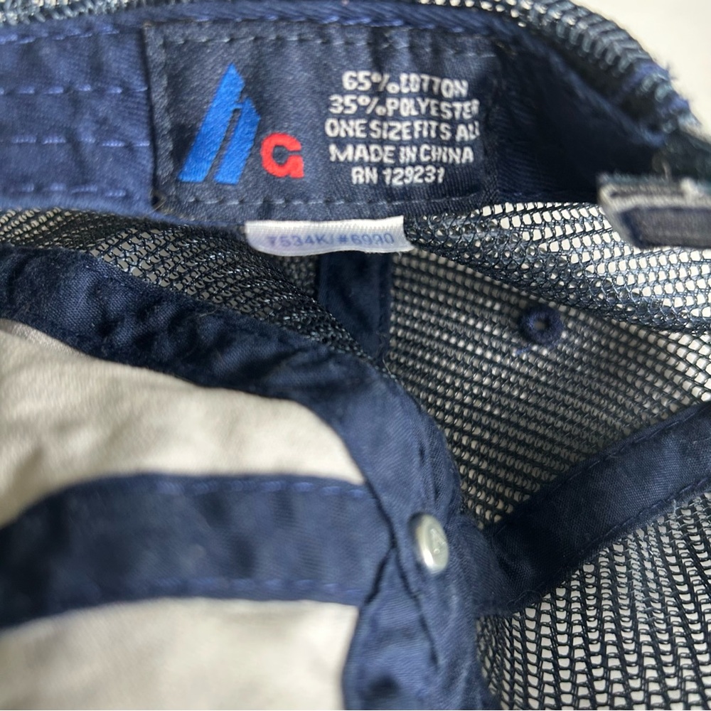 Distressed Blue Baseball Hat With Embroidered Pin… - image 5